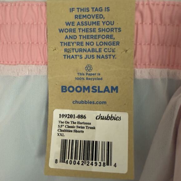 Chubbies The On The Horizons Swim Trunks XXL 5.5” Inseam Pink Teal Stripe NWT - Picture 10 of 12
